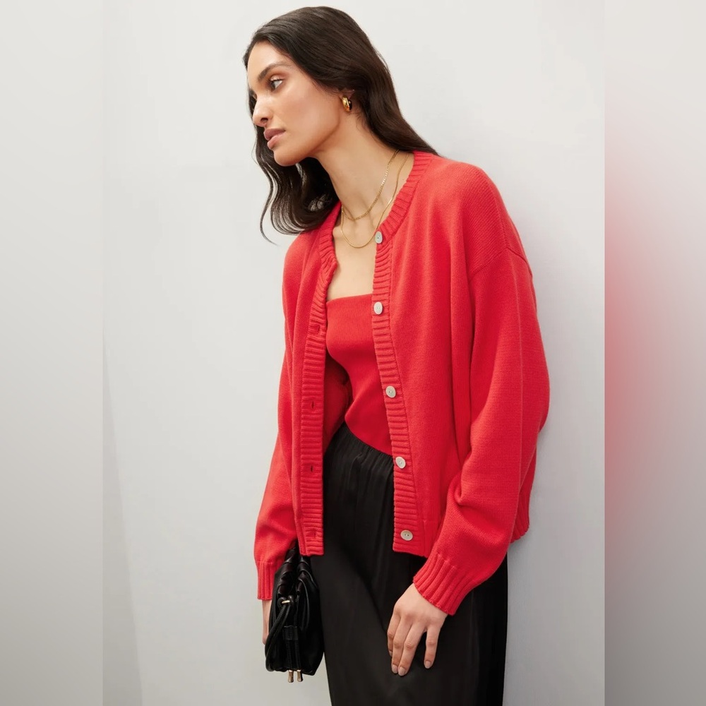Donni Cotton Knit Cardigan Red - Picture 3 of 12